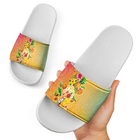 Hawaiian Tropical Fruits and Plants Slide Sandals Kakau Pattern Summer Vibe LT03 - Polynesian Pride