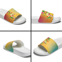 Hawaiian Tropical Fruits and Plants Slide Sandals Kakau Pattern Summer Vibe LT03 - Polynesian Pride