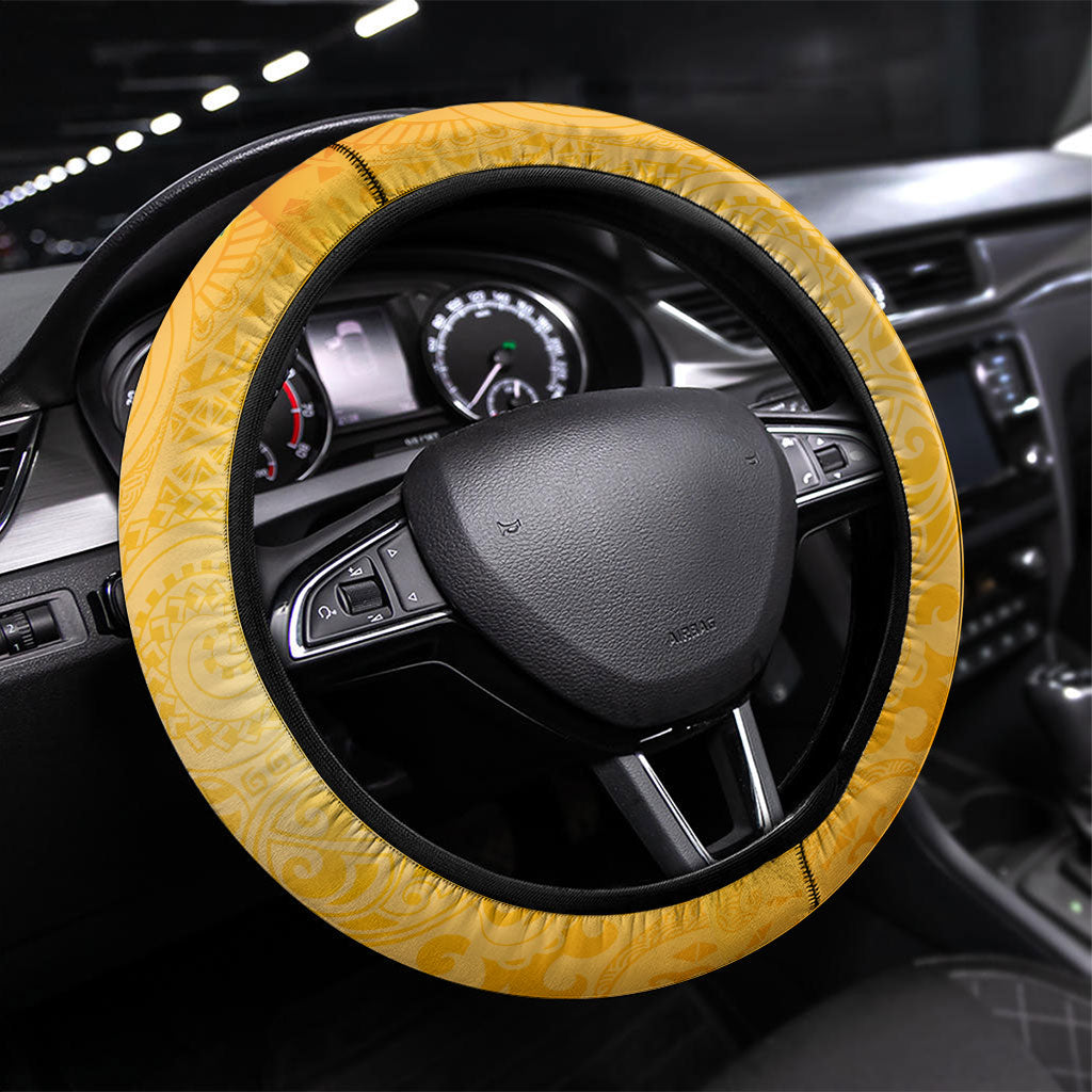 Hawaiian Tropical Fruits and Plants Steering Wheel Cover Kakau Pattern Summer Vibe LT03 Universal Fit Multicolor - Polynesian Pride