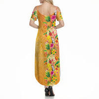 Hawaiian Tropical Fruits and Plants Summer Maxi Dress Kakau Pattern Summer Vibe LT03 - Polynesian Pride