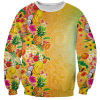 Hawaiian Tropical Fruits and Plants Sweatshirt Kakau Pattern Summer Vibe LT03 Unisex Multicolor - Polynesian Pride