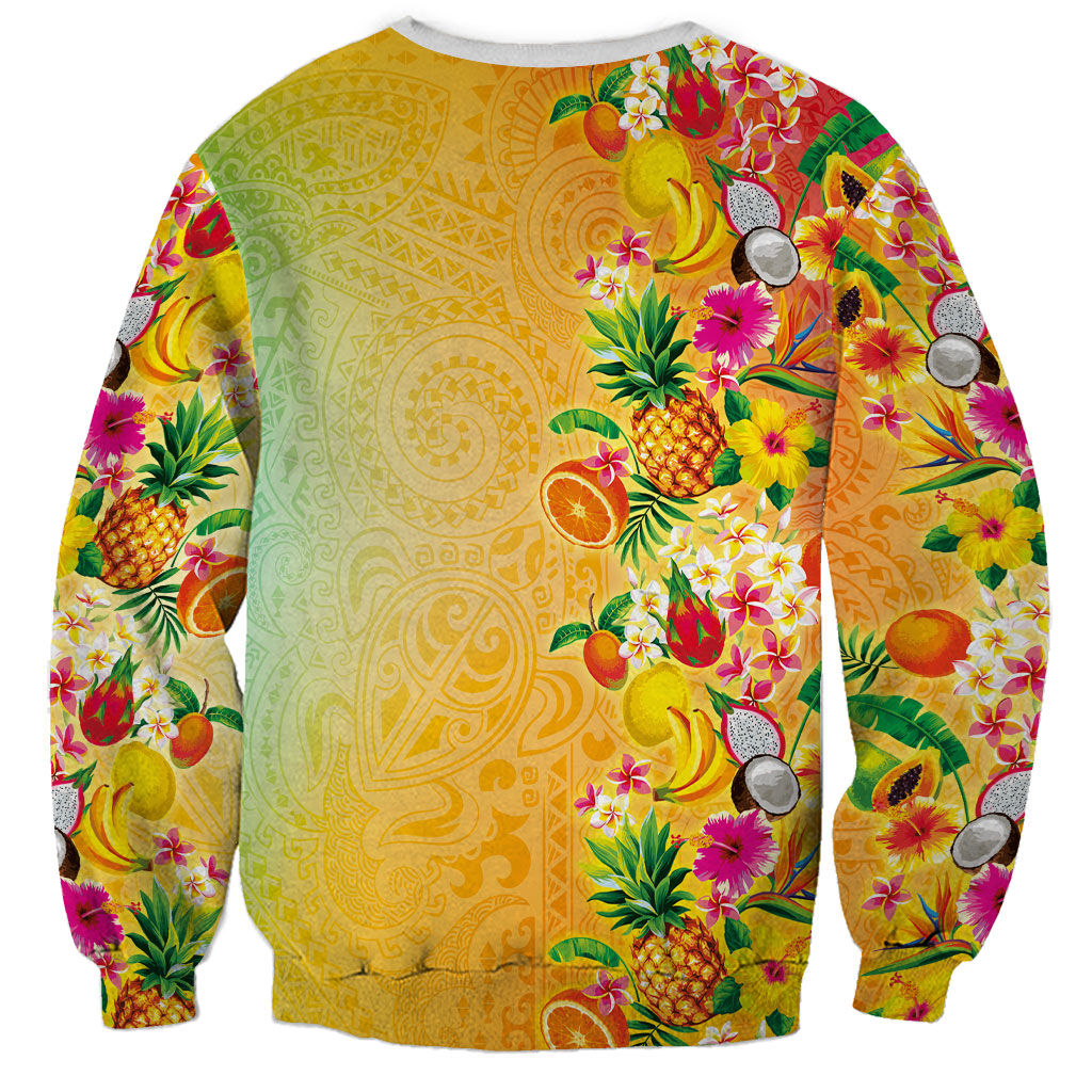 Hawaiian Tropical Fruits and Plants Sweatshirt Kakau Pattern Summer Vibe LT03 - Polynesian Pride