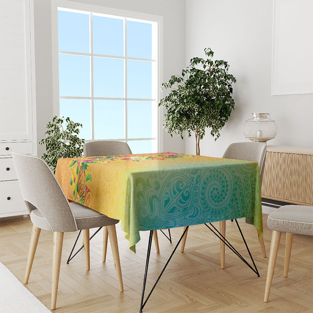 Hawaiian Tropical Fruits and Plants Tablecloth Kakau Pattern Summer Vibe LT03 - Polynesian Pride