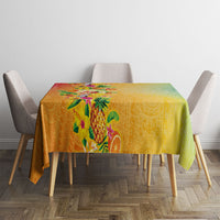Hawaiian Tropical Fruits and Plants Tablecloth Kakau Pattern Summer Vibe LT03 - Polynesian Pride