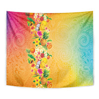 Hawaiian Tropical Fruits and Plants Tapestry Kakau Pattern Summer Vibe LT03 - Polynesian Pride