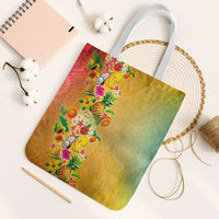 Hawaiian Tropical Fruits and Plants Tote Bag Kakau Pattern Summer Vibe LT03 White Strap One Size Multicolor - Polynesian Pride