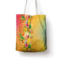 Hawaiian Tropical Fruits and Plants Tote Bag Kakau Pattern Summer Vibe LT03 - Polynesian Pride