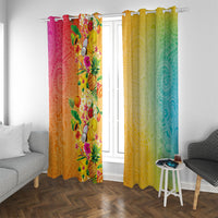 Hawaiian Tropical Fruits and Plants Window Curtain Kakau Pattern Summer Vibe LT03 With Grommets Multicolor - Polynesian Pride