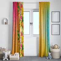 Hawaiian Tropical Fruits and Plants Window Curtain Kakau Pattern Summer Vibe LT03 - Polynesian Pride