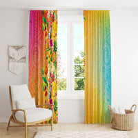 Hawaiian Tropical Fruits and Plants Window Curtain Kakau Pattern Summer Vibe LT03 - Polynesian Pride