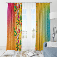 Hawaiian Tropical Fruits and Plants Window Curtain Kakau Pattern Summer Vibe LT03 - Polynesian Pride