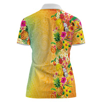 Hawaiian Tropical Fruits and Plants Women Polo Shirt Kakau Pattern Summer Vibe LT03 - Polynesian Pride