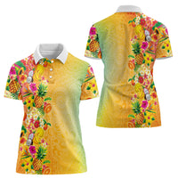 Hawaiian Tropical Fruits and Plants Women Polo Shirt Kakau Pattern Summer Vibe LT03 - Polynesian Pride