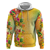 Hawaiian Tropical Fruits and Plants Zip Hoodie Kakau Pattern Summer Vibe LT03 Pullover Hoodie Multicolor - Polynesian Pride