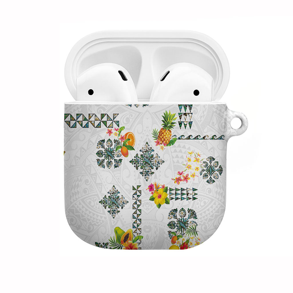 Hawaiian Quilts AirPods Case Tropical Fruits and Plants LT03 White - Polynesian Pride