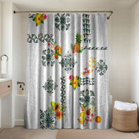 Hawaiian Quilts Bathroom Set Tropical Fruits and Plants LT03 Shower Curtain Only White - Polynesian Pride