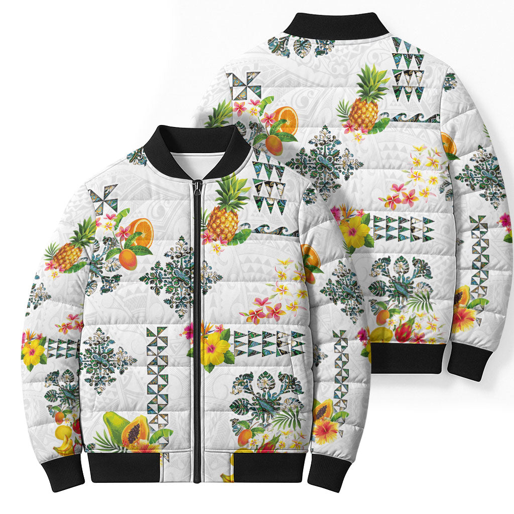 Hawaiian Quilts Bomber Puffer Jacket Tropical Fruits and Plants LT03 - Polynesian Pride