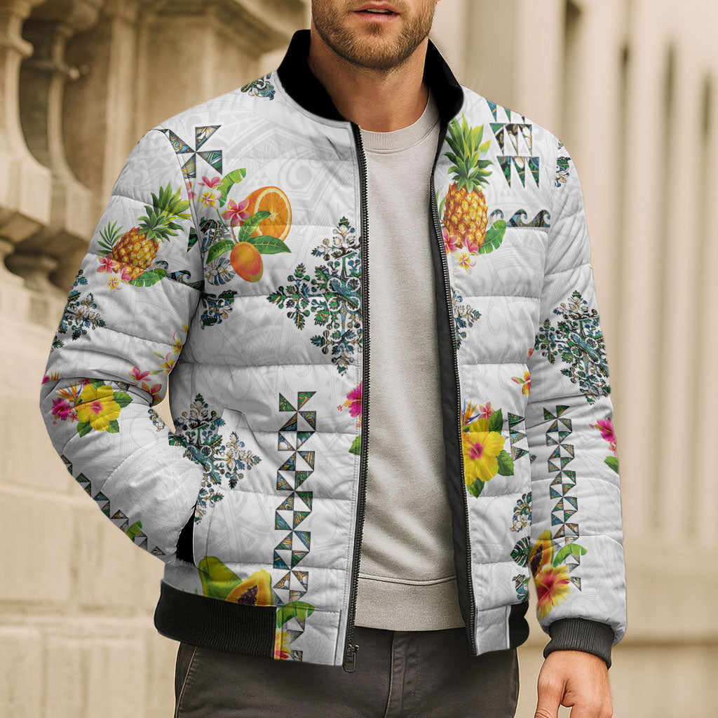 Hawaiian Quilts Bomber Puffer Jacket Tropical Fruits and Plants LT03 - Polynesian Pride