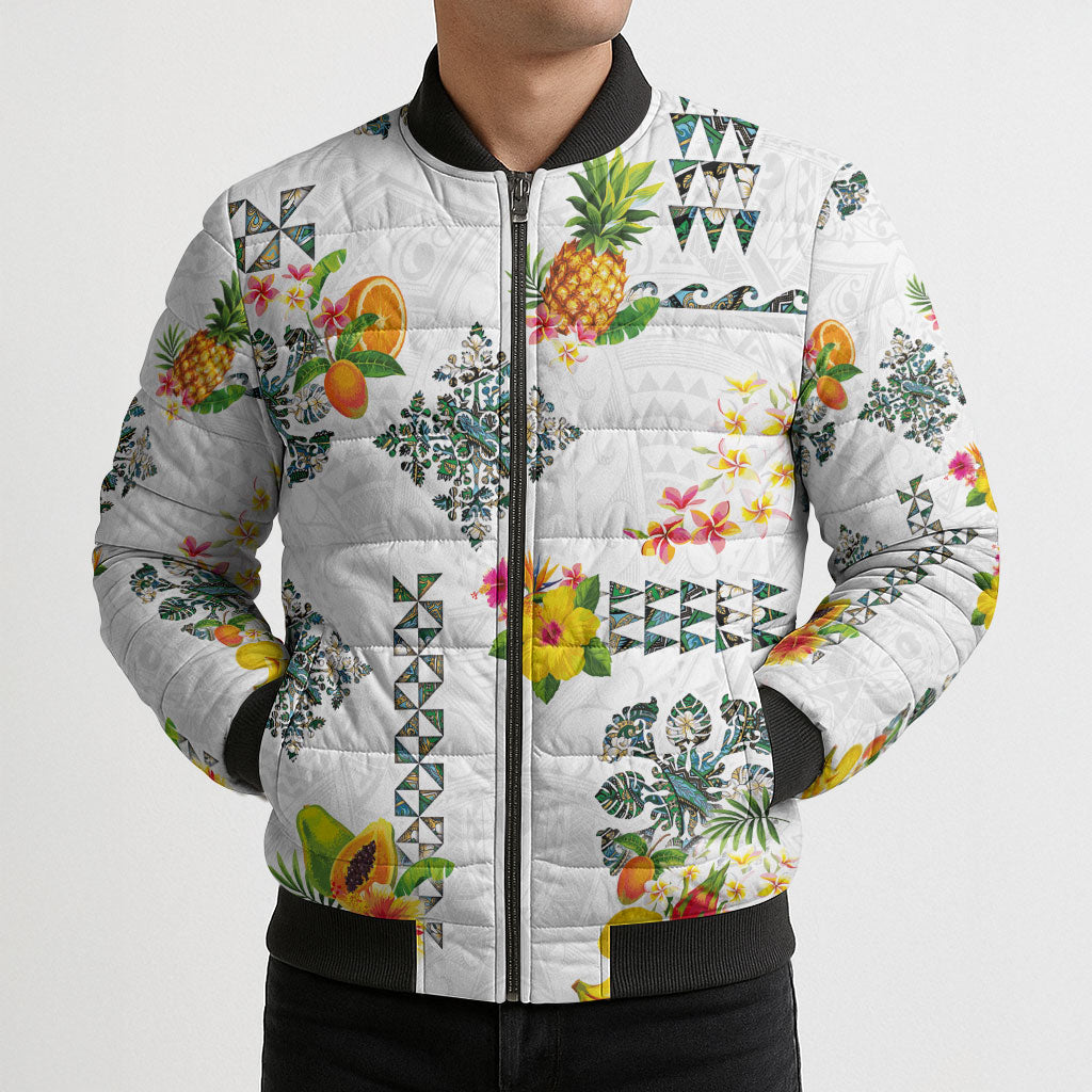 Hawaiian Quilts Bomber Puffer Jacket Tropical Fruits and Plants LT03 - Polynesian Pride