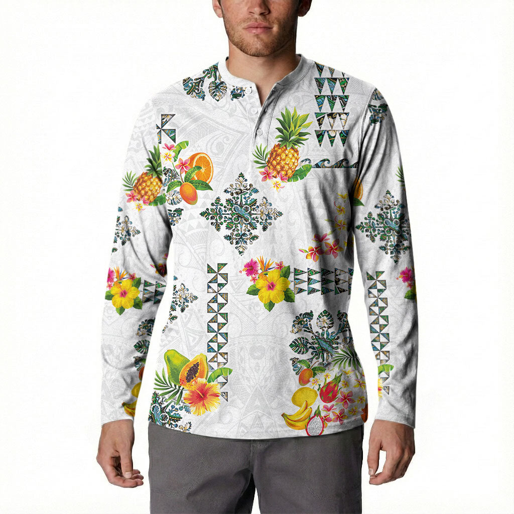 Hawaiian Quilts Button Sweatshirt Tropical Fruits and Plants LT03 - Polynesian Pride
