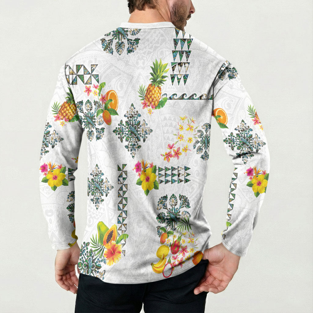Hawaiian Quilts Button Sweatshirt Tropical Fruits and Plants LT03 - Polynesian Pride
