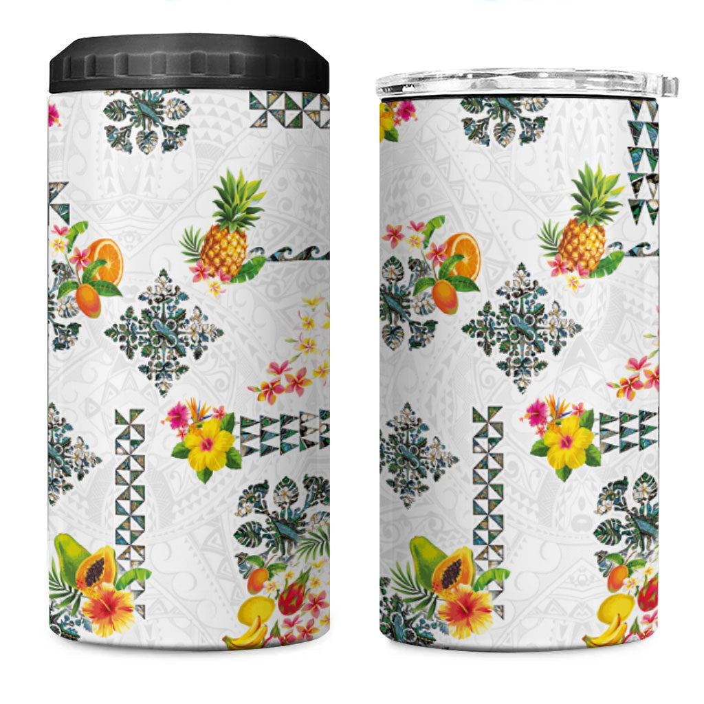 Hawaiian Quilts 4 in 1 Can Cooler Tumbler Tropical Fruits and Plants LT03 One Size: 16 oz White - Polynesian Pride
