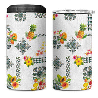 Hawaiian Quilts 4 in 1 Can Cooler Tumbler Tropical Fruits and Plants LT03 One Size: 16 oz White - Polynesian Pride