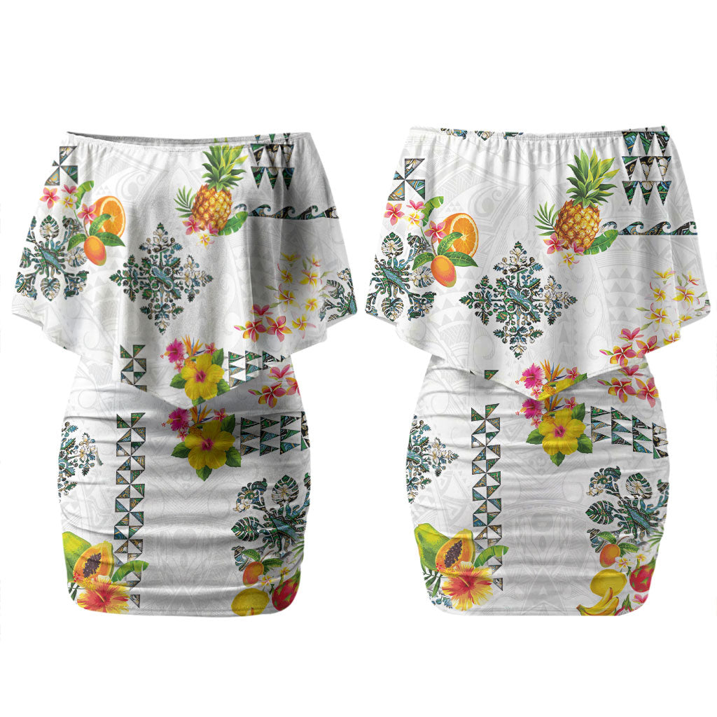 Hawaiian Quilts Couples Matching Off Shoulder Short Dress and Hawaiian Shirt Tropical Fruits and Plants LT03 - Polynesian Pride