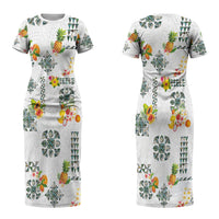 Hawaiian Quilts Couples Matching Short Sleeve Bodycon Dress and Long Sleeve Button Shirt Tropical Fruits and Plants LT03 - Polynesian Pride