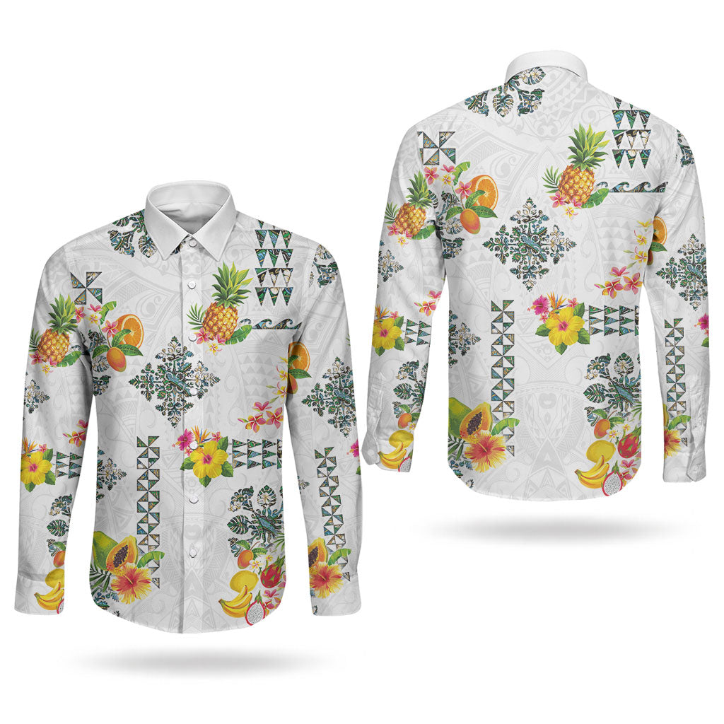 Hawaiian Quilts Couples Matching Tank Maxi Dress and Long Sleeve Button Shirt Tropical Fruits and Plants LT03 - Polynesian Pride