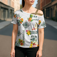 Hawaiian Quilts Cross Shoulder Shirt Tropical Fruits and Plants LT03 - Polynesian Pride