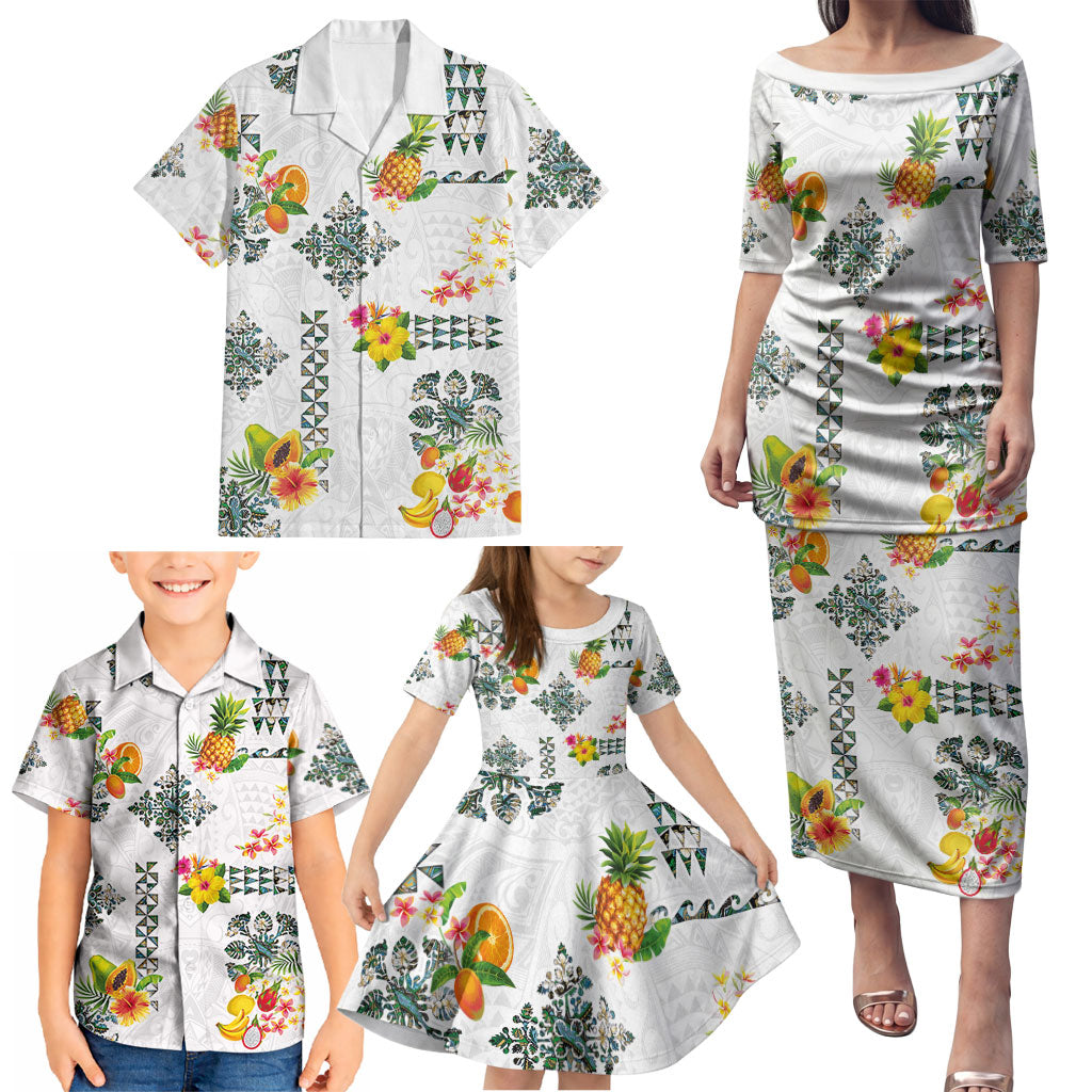 Hawaiian Quilts Family Matching Puletasi and Hawaiian Shirt Tropical Fruits and Plants LT03 - Polynesian Pride