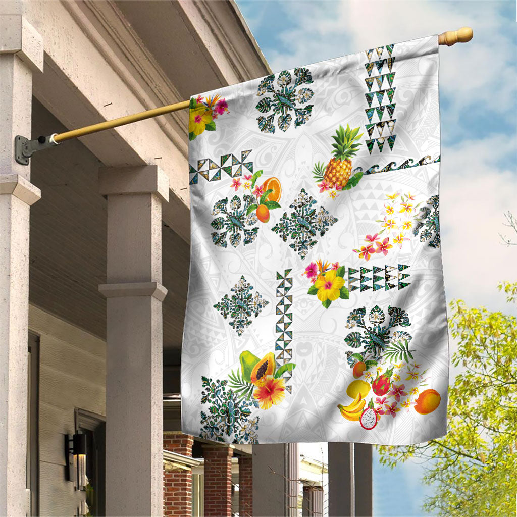 Hawaiian Quilts Garden Flag Tropical Fruits and Plants LT03 House Flag White - Polynesian Pride