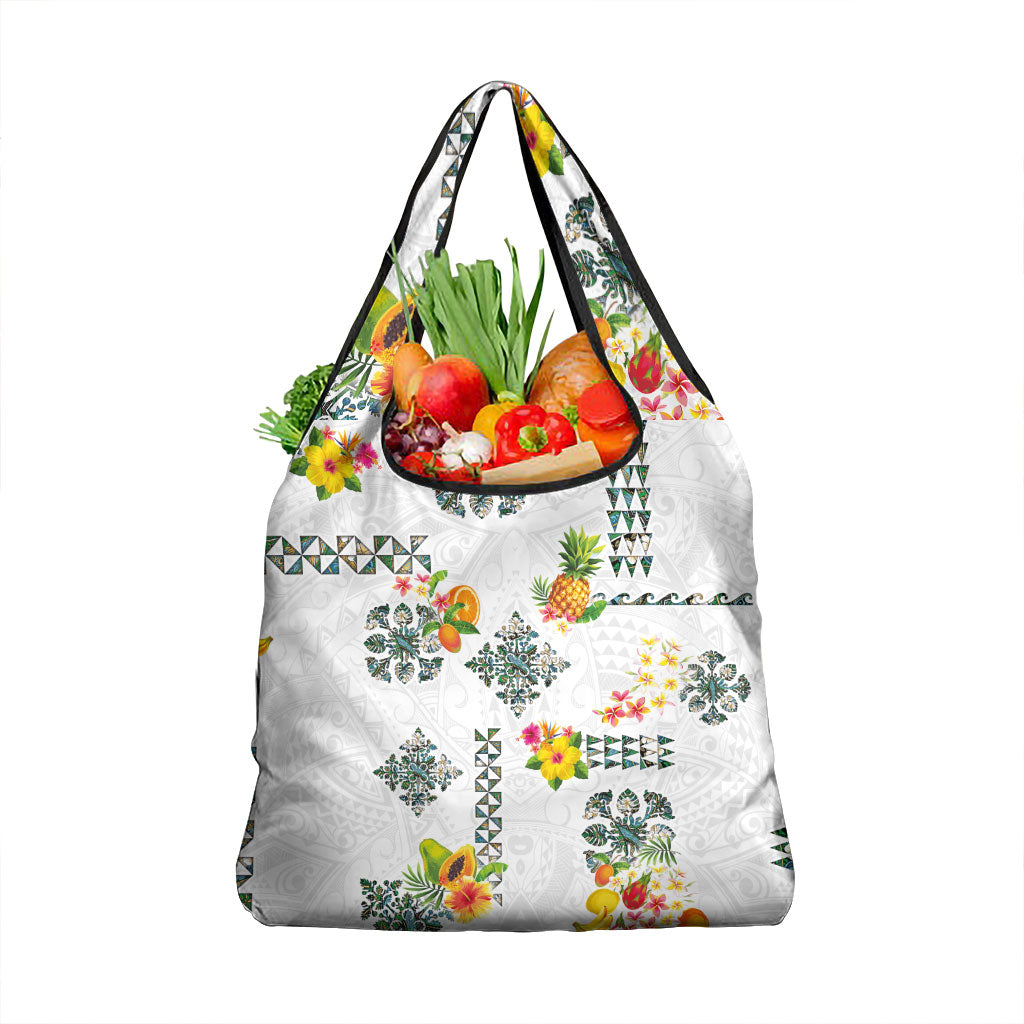 Hawaiian Quilts Grocery Bag Tropical Fruits and Plants LT03 1-pack One Size White - Polynesian Pride