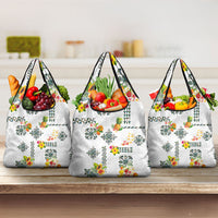Hawaiian Quilts Grocery Bag Tropical Fruits and Plants LT03 3-pack One Size White - Polynesian Pride