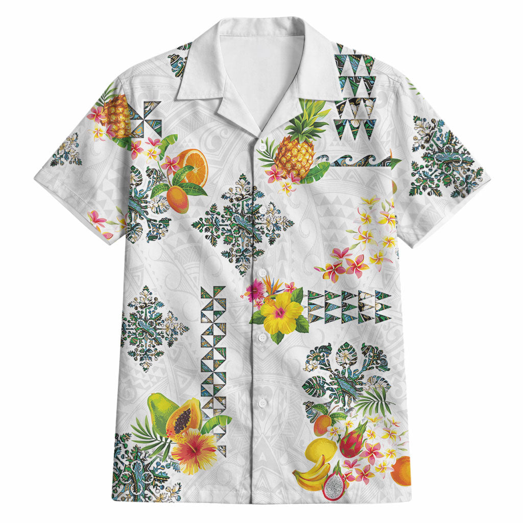 Hawaiian Quilts Hawaiian Shirt Tropical Fruits and Plants LT03 White - Polynesian Pride