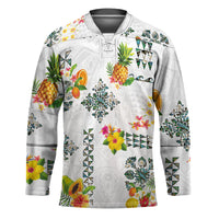 Hawaiian Quilts Hockey Jersey Tropical Fruits and Plants LT03 Unisex White - Polynesian Pride