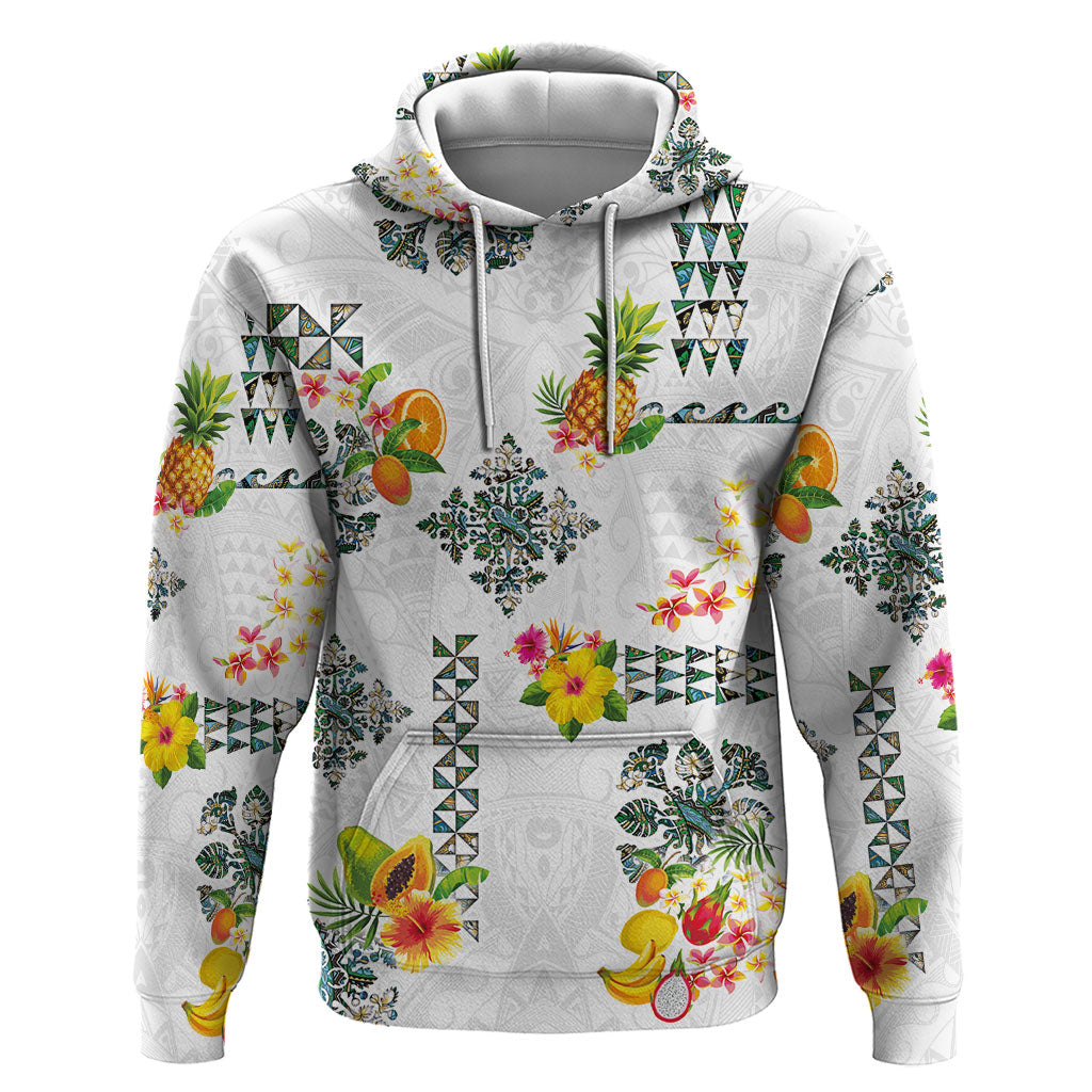 Hawaiian Quilts Hoodie Tropical Fruits and Plants LT03 Pullover Hoodie White - Polynesian Pride