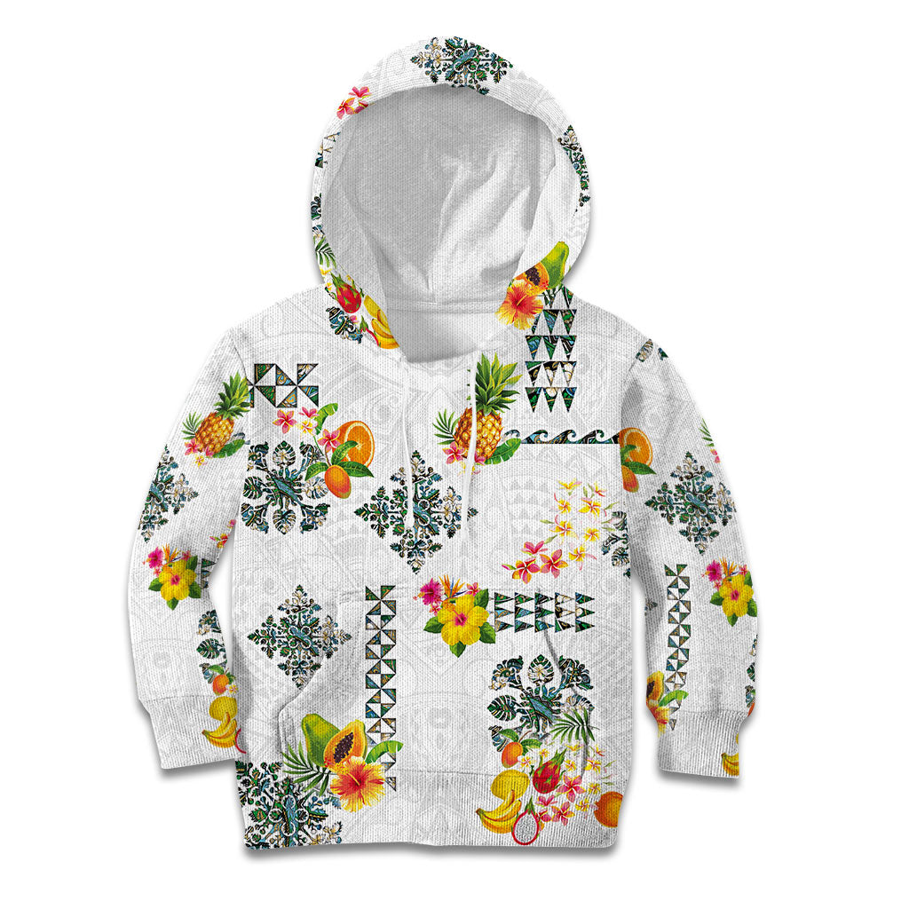 Hawaiian Quilts Kid Hoodie Tropical Fruits and Plants LT03 Hoodie White - Polynesian Pride