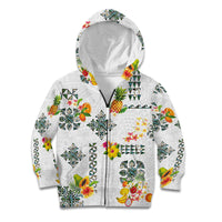 Hawaiian Quilts Kid Hoodie Tropical Fruits and Plants LT03 Zip Hoodie White - Polynesian Pride
