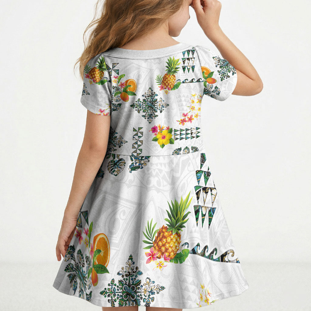 Hawaiian Quilts Kid Short Sleeve Dress Tropical Fruits and Plants LT03 - Polynesian Pride