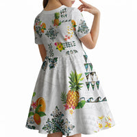 Hawaiian Quilts Kid Short Sleeve Dress Tropical Fruits and Plants LT03 - Polynesian Pride