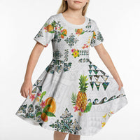 Hawaiian Quilts Kid Short Sleeve Dress Tropical Fruits and Plants LT03 - Polynesian Pride