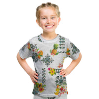 Hawaiian Quilts Kid T Shirt Tropical Fruits and Plants LT03 White - Polynesian Pride