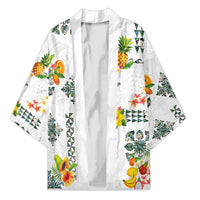 Hawaiian Quilts Kimono Tropical Fruits and Plants LT03 Unisex White - Polynesian Pride