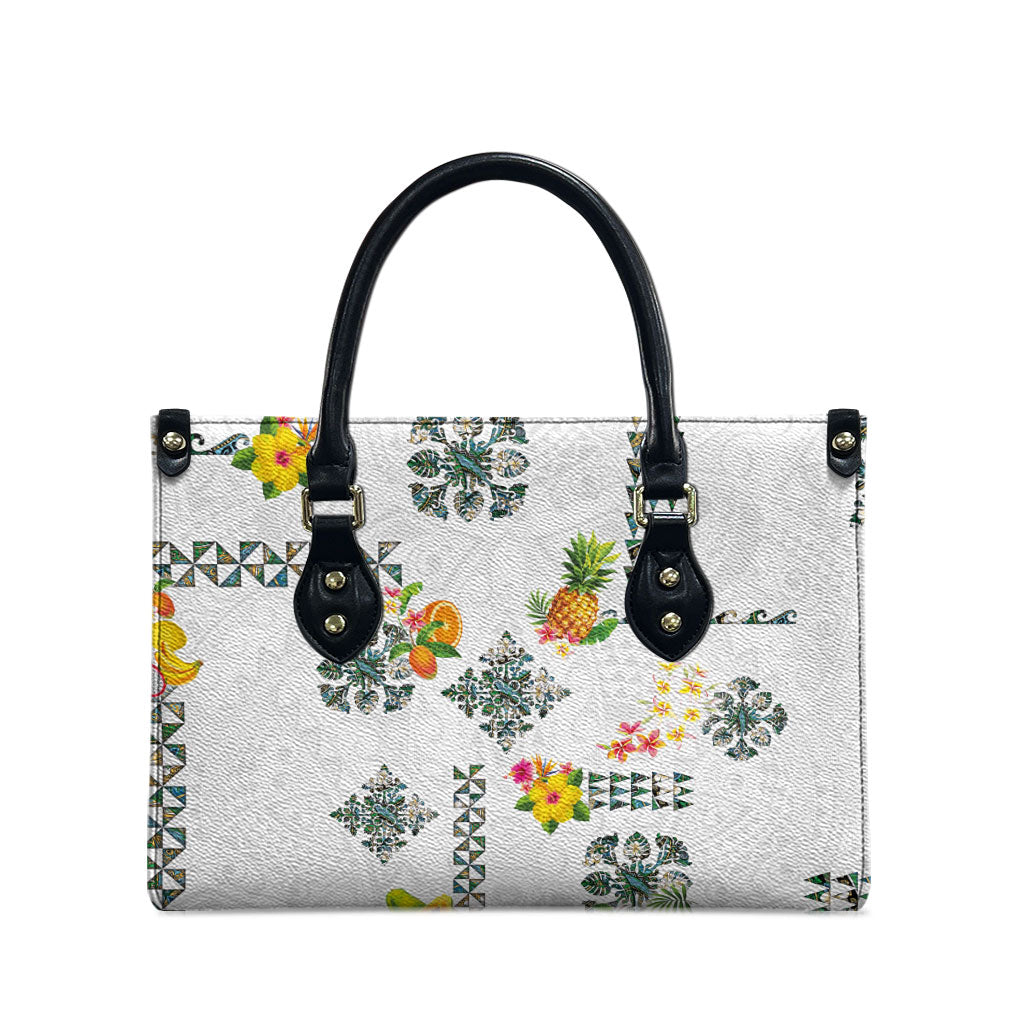 Hawaiian Quilts Leather Bag Tropical Fruits and Plants LT03 - Polynesian Pride