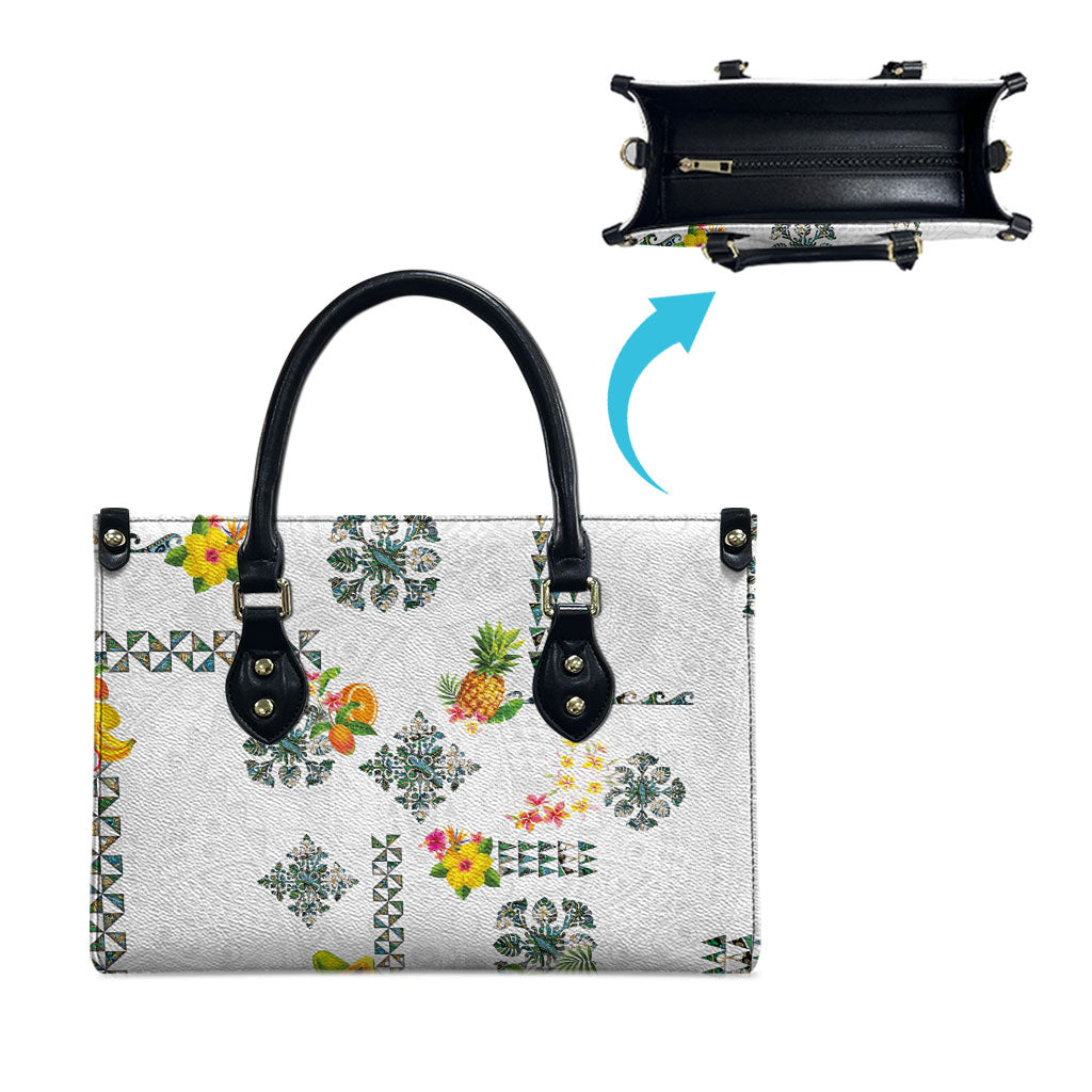 Hawaiian Quilts Leather Bag Tropical Fruits and Plants LT03 - Polynesian Pride