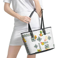 Hawaiian Quilts Leather Tote Bag Tropical Fruits and Plants LT03 - Polynesian Pride