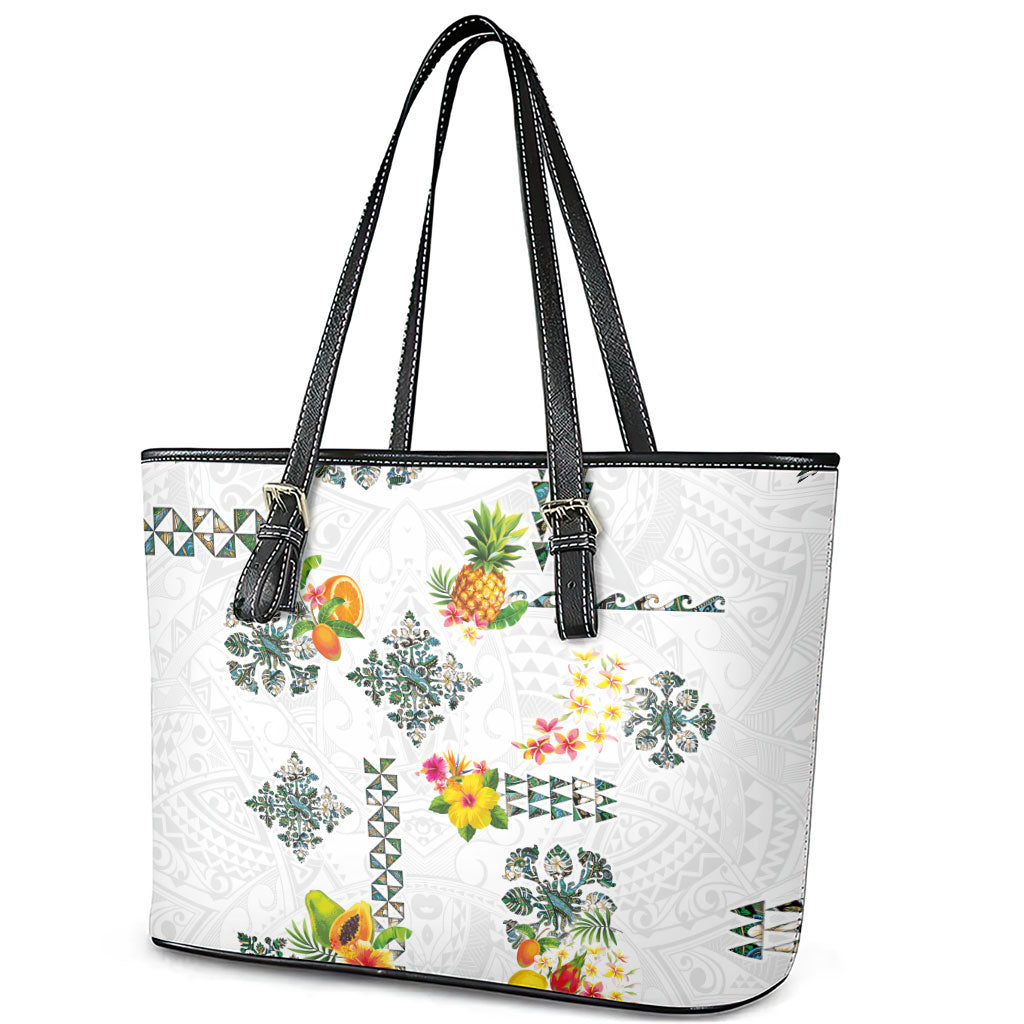Hawaiian Quilts Leather Tote Bag Tropical Fruits and Plants LT03 - Polynesian Pride