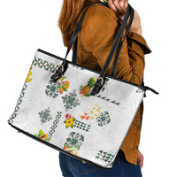 Hawaiian Quilts Leather Tote Bag Tropical Fruits and Plants LT03 - Polynesian Pride